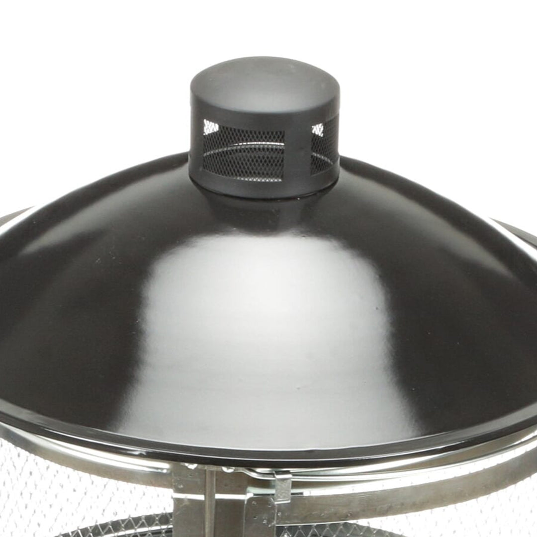 Four Seasons Courtyard Portable Fire Pit, 28" Outdoor Fireplace w/ Sliding Door