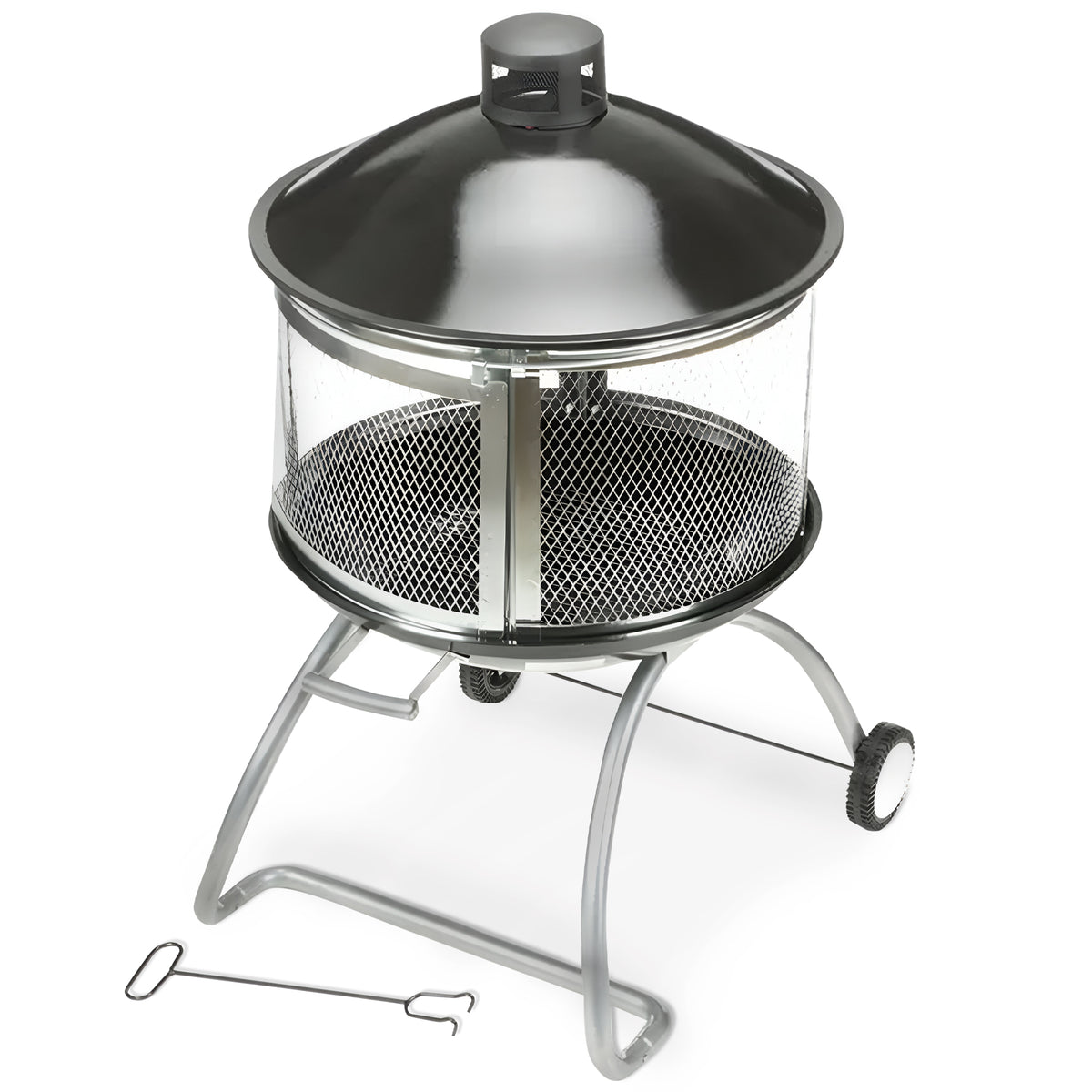 Four Seasons Courtyard 28" Portable Fire Pit w/Sliding Door Design (Open Box)