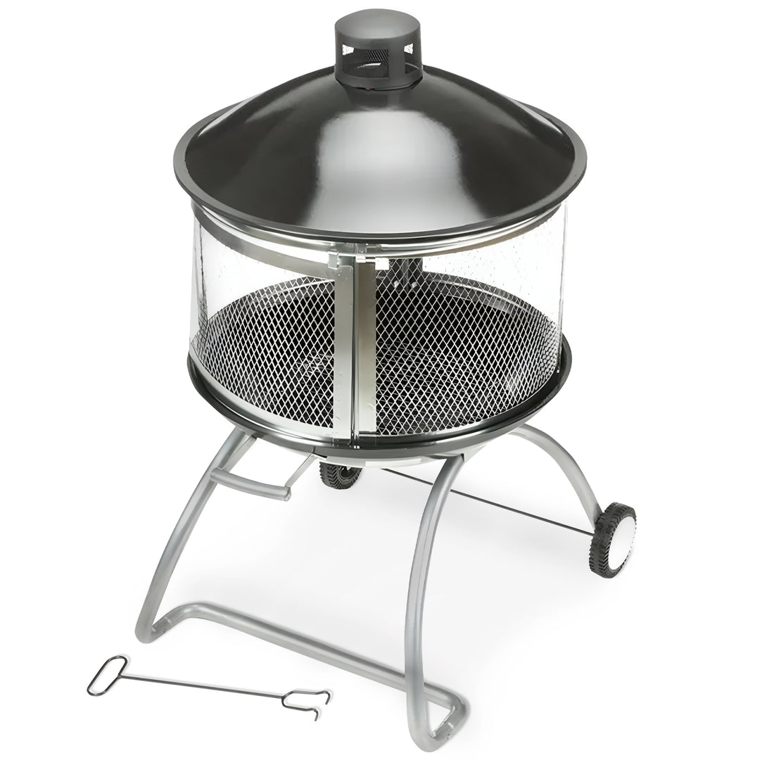 Four Seasons Courtyard 28 Inches Portable Fire Pit with Sliding Door Design