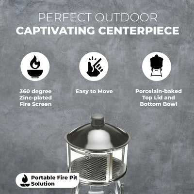 Four Seasons Courtyard 28" Portable Fire Pit with Sliding Door Design(For Parts) - VMInnovations