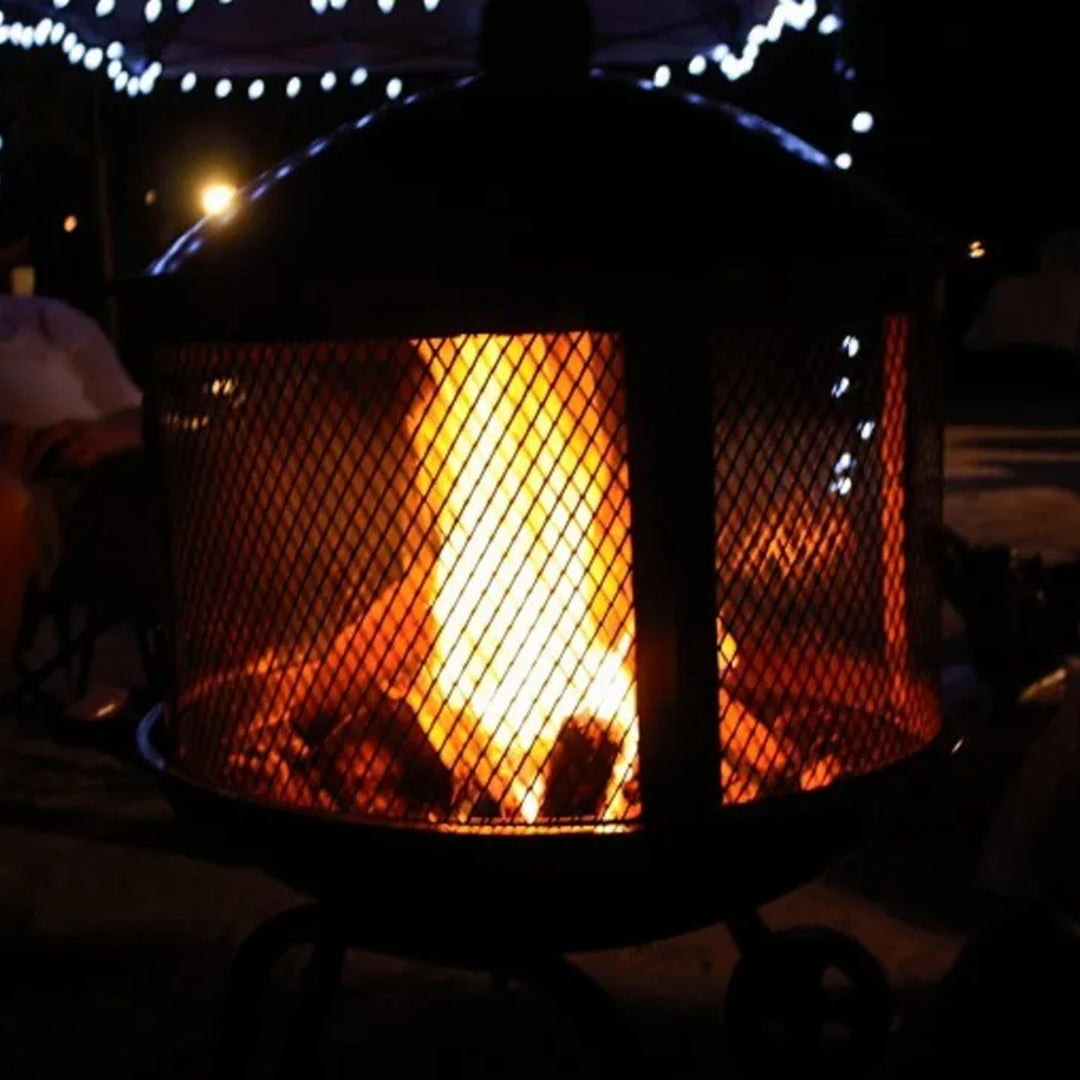 Four Seasons Courtyard 28" Portable Fire Pit with Sliding Door Design (Used) - VMInnovations