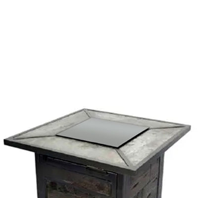 Patio Master Evanston Square Gas Fire Pit with Steel Cover & Faux Wood Tile Top - VMInnovations