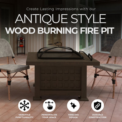 Four Seasons Courtyard Antique Wood Burning Fire Pit with Slate Top(For Parts)