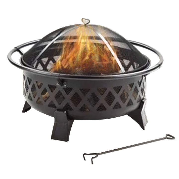 Four Seasons Courtyard 35" Lattice Fire Pit w/Steel Legs & Safety Ring(Open Box) - VMInnovations