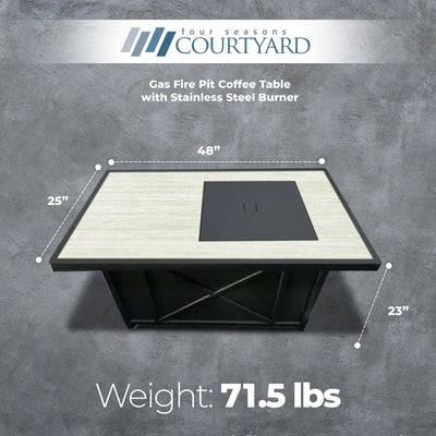 Four Seasons Courtyard Gas Fire Pit Coffee Table w/Stainless Steel Burner (Used) - VMInnovations