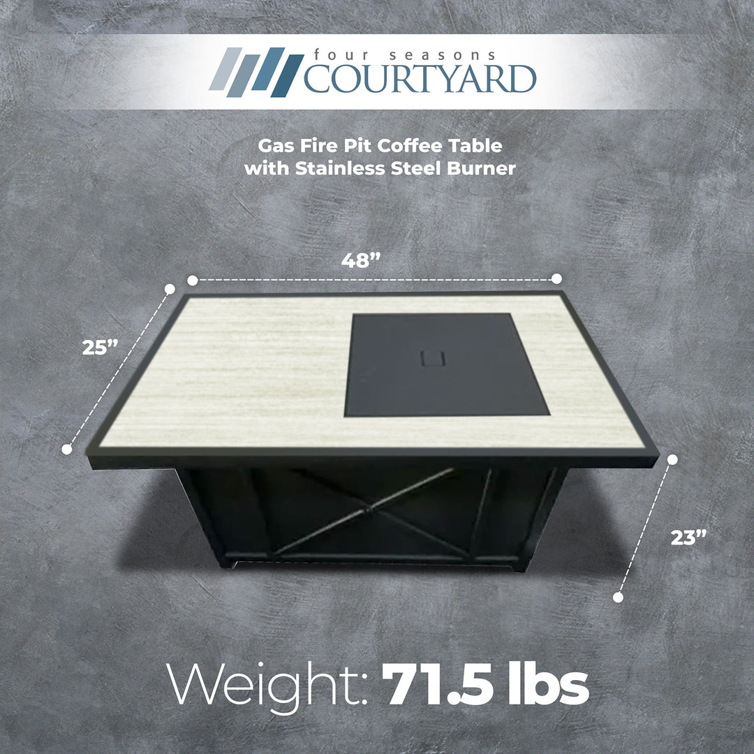 Four Seasons Courtyard Gas Fire Pit Table with Stainless Steel Burner (Open Box) - VMInnovations