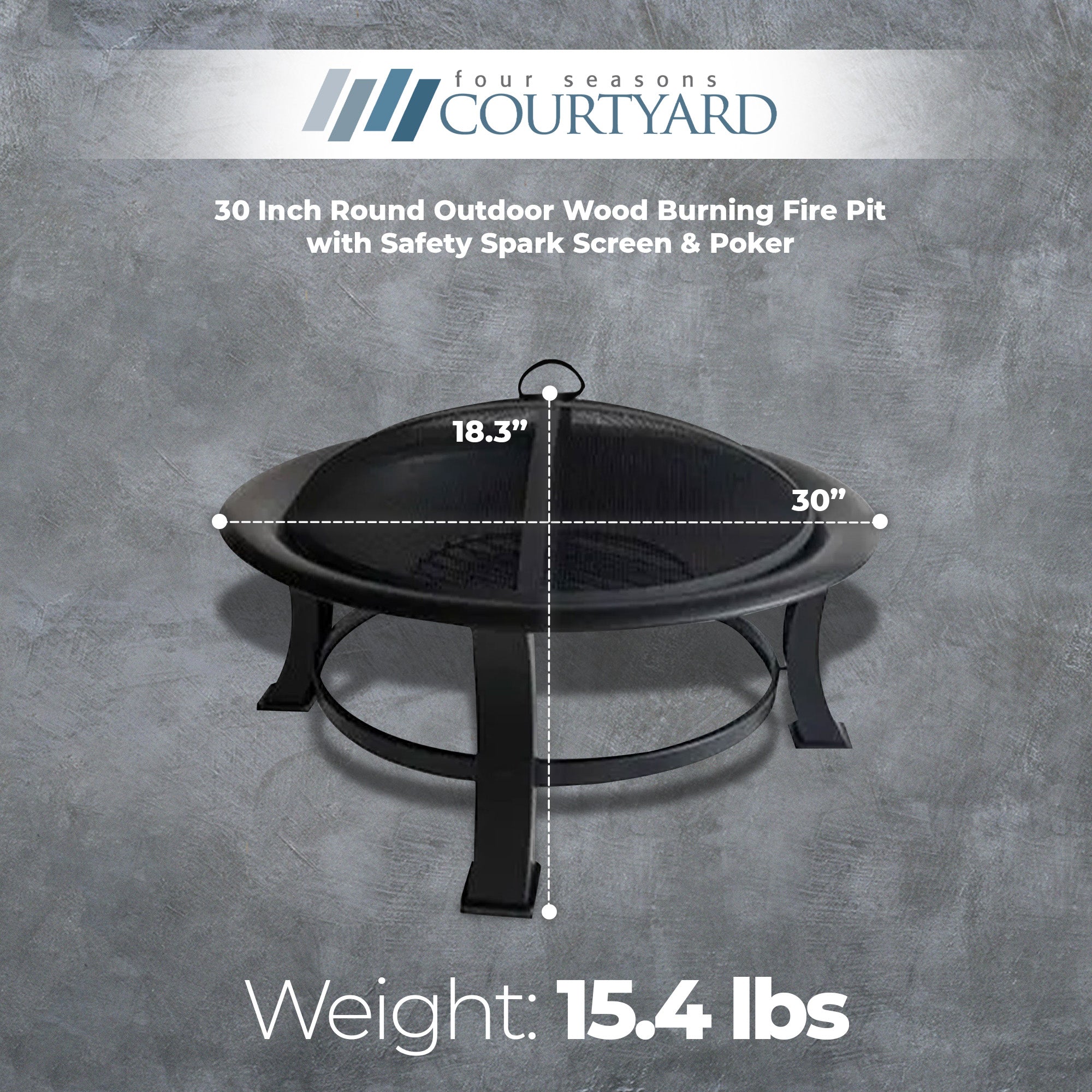 Four Seasons Courtyard 30" Outdoor Wood Burning Fire Pit with Screen (For Parts) - VMInnovations
