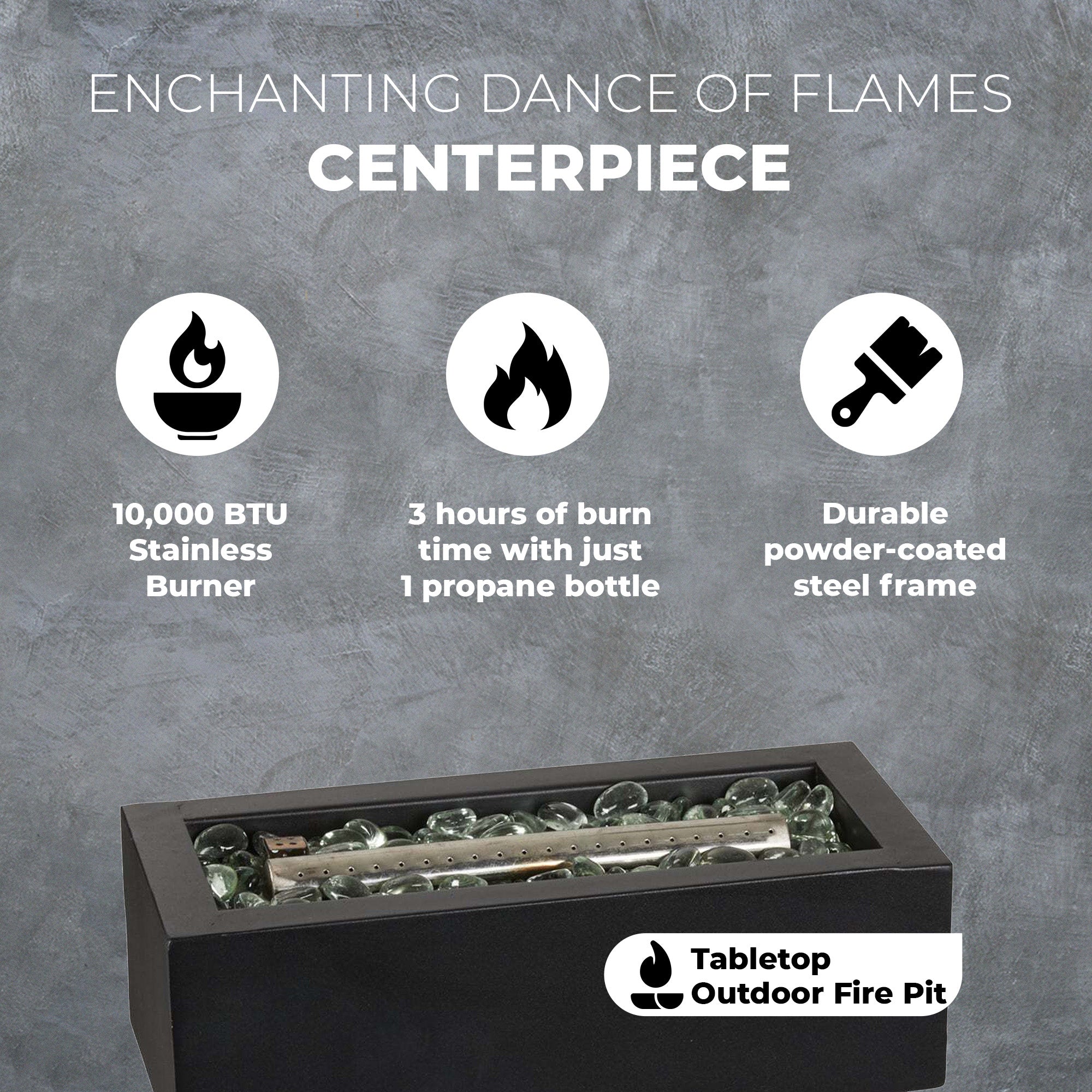 Four Seasons Courtyard 10,000 BTU Tabletop 14" Stainless Steel Fire Pit (Used) - VMInnovations