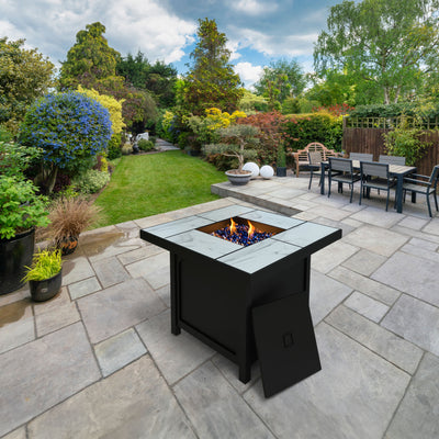 Four Seasons Courtyard 50,000 BTU 32 Inch Square Tile Tabletop Gas Fire Pit - VMInnovations