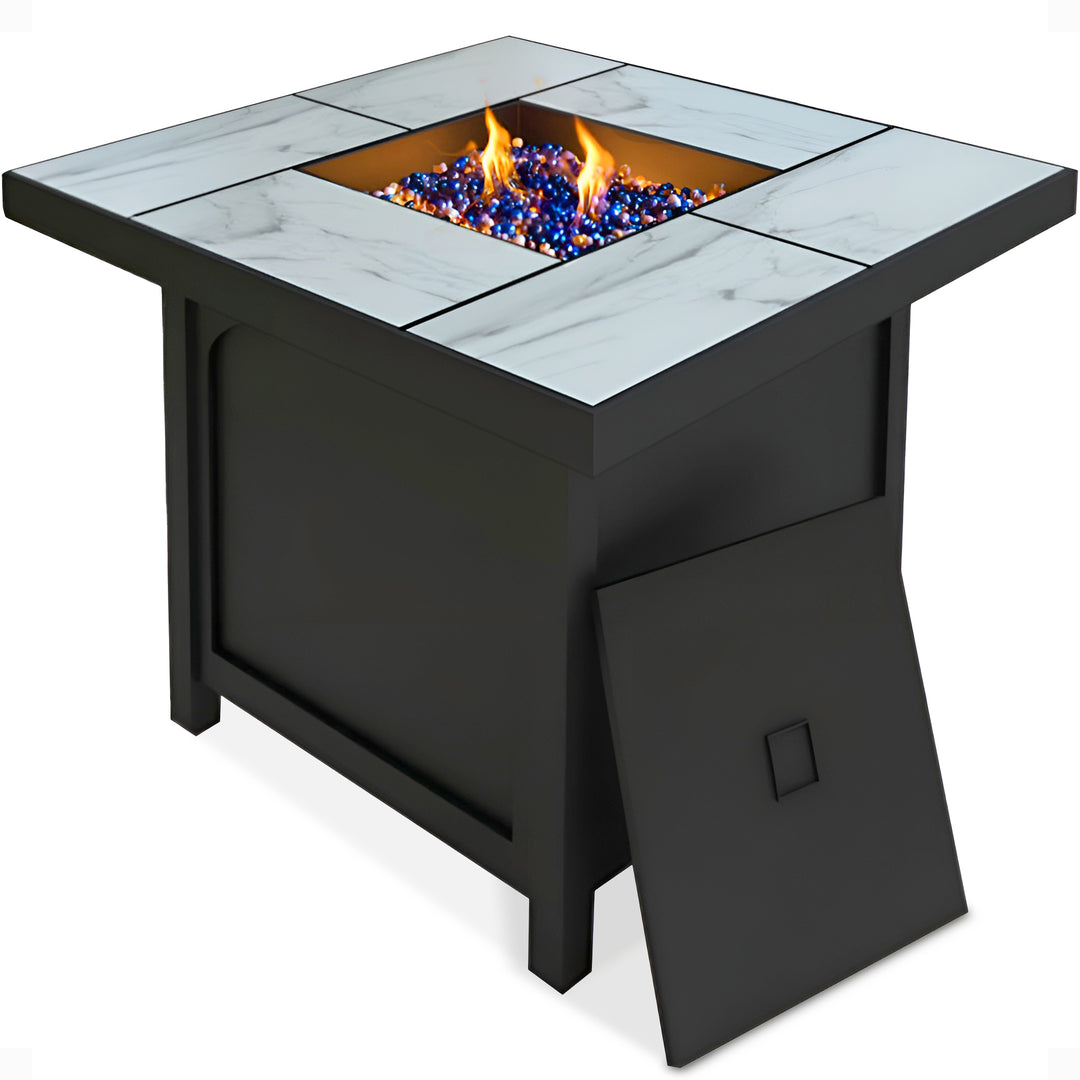 Four Seasons Courtyard 50,000 BTU 32 Inch Square Tile Tabletop Gas Fire Pit