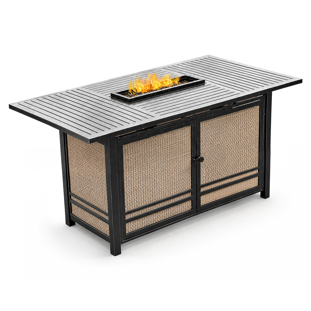 Four Seasons Courtyard Manhattan LP Gas Aluminum Fire Pit Table, Charcoal Gray