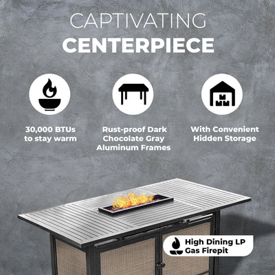 Four Seasons Courtyard Manhattan LP Gas Aluminum Fire Pit Table, Charcoal Gray - VMInnovations