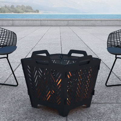 Four Seasons Courtyard Portable 19 Inch Fire Pit with Cover, Black (Open Box) - VMInnovations