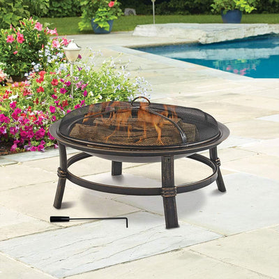 Mr. Bar-B-Q 29.3" Wood Burning Fireplace with Match Light Ignition, Black (Used) - VMInnovations