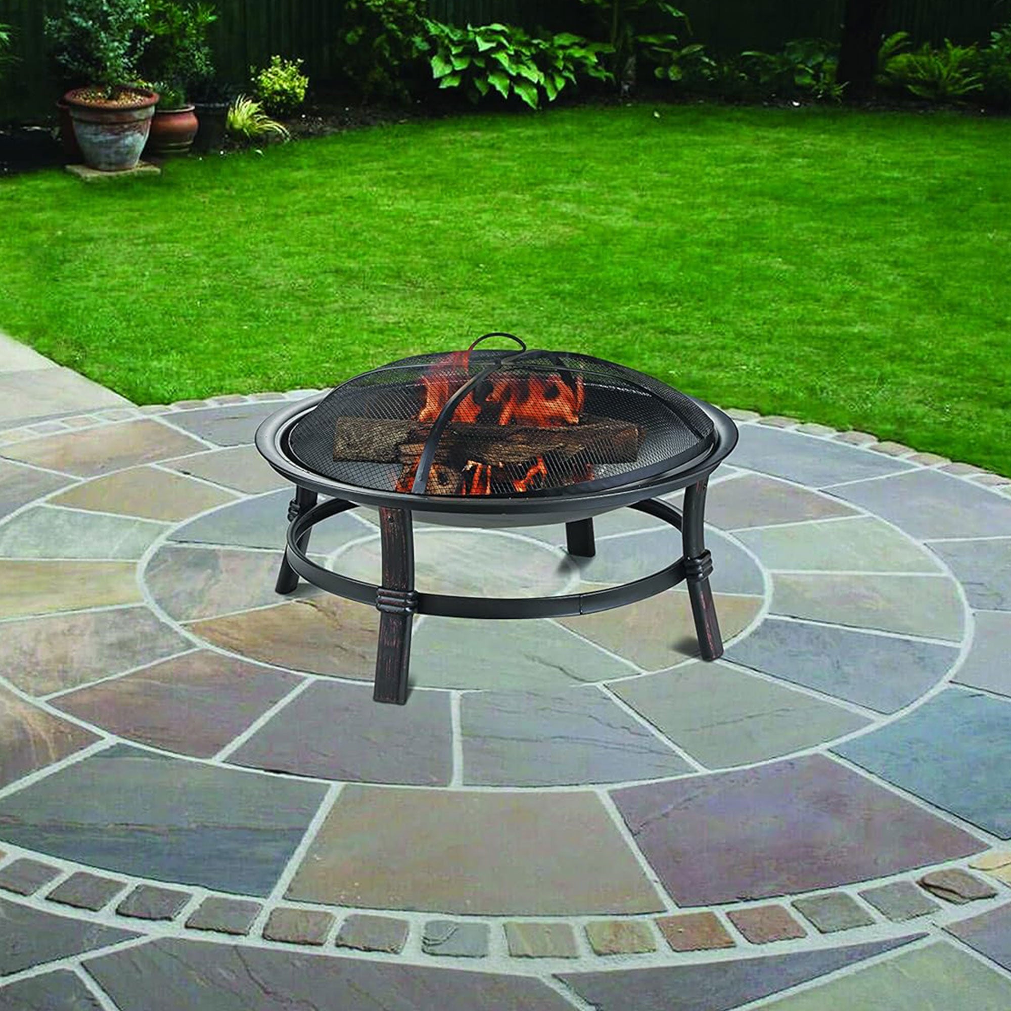 Mr. Bar-B-Q 29.3" Wood Burning Fireplace w/Match Ignition, Black (For Parts) - VMInnovations