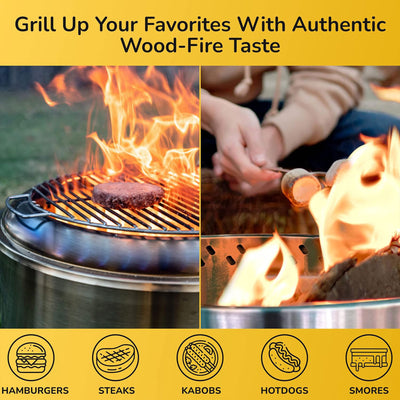 19.5" Smokeless Fire Pit w/ Double Walled Technology & Removable Grate (Used) - VMInnovations