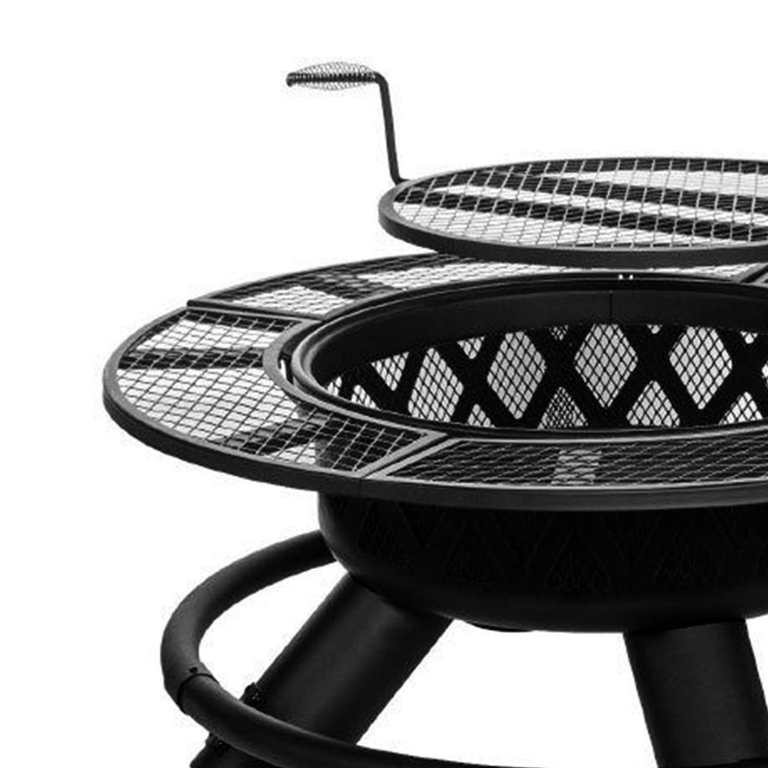 Four Seasons Courtyard 47 Inch Ranch Deep Bowl Fire Pit w/Grill & Safety Ring - VMInnovations