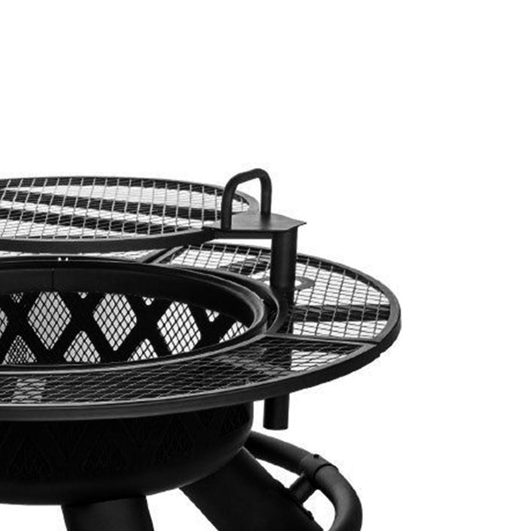 Four Seasons Courtyard 47 Inch Ranch Deep Bowl Fire Pit w/Grill & Safety Ring - VMInnovations