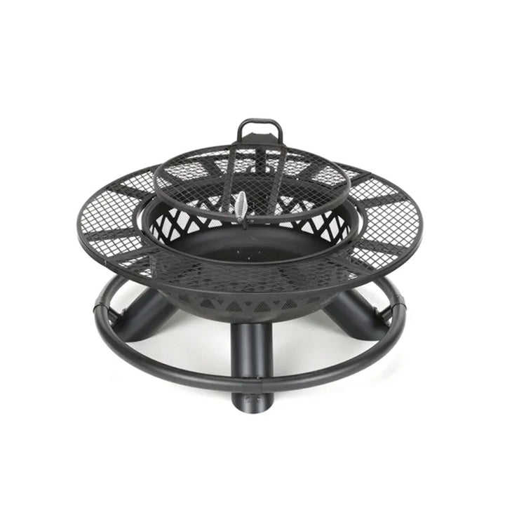 Four Seasons Courtyard 47 Inch Ranch Deep Bowl Fire Pit w/Grill & Safety Ring - VMInnovations