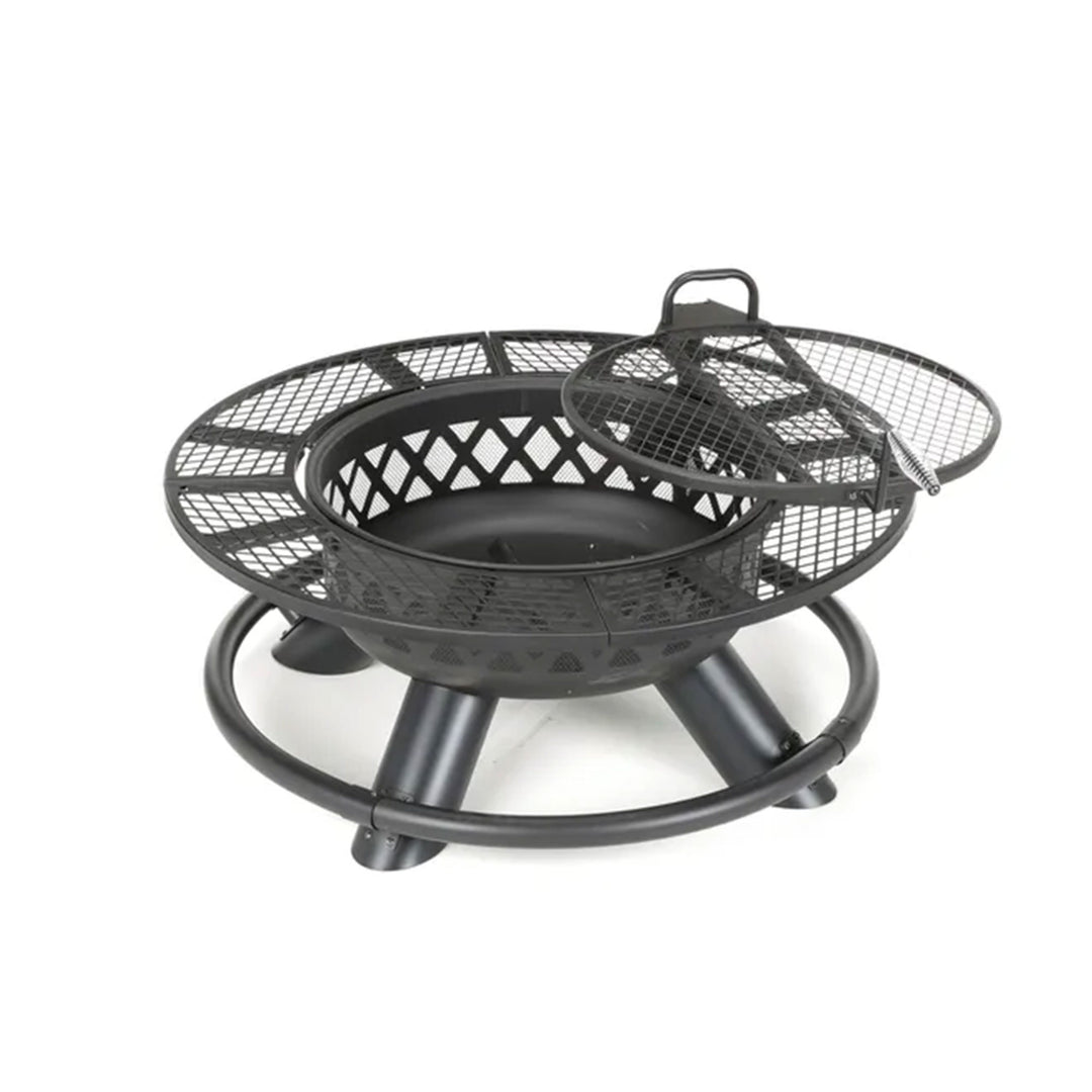 Four Seasons Courtyard 47 Inch Ranch Deep Bowl Fire Pit w/Grill & Safety Ring - VMInnovations
