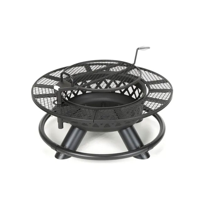 Four Seasons Courtyard 47 Inch Ranch Deep Bowl Fire Pit w/Grill & Safety Ring - VMInnovations