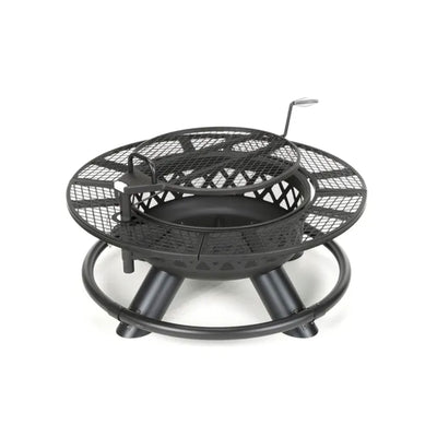 Four Seasons Courtyard 47 Inch Ranch Deep Bowl Fire Pit w/Grill & Safety Ring