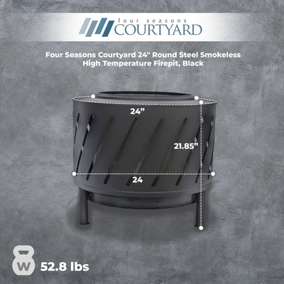 Four Seasons Courtyard 24" Steel Smokeless High Temperature Firepit, Black(Used) - VMInnovations