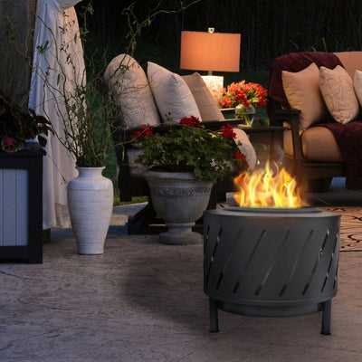 Four Seasons Courtyard 24" Round Steel High Temperature Firepit, Black(Open Box)