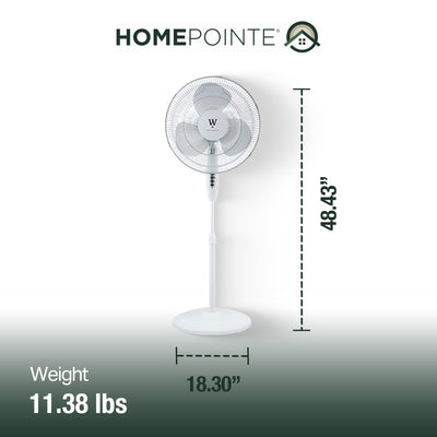 HomePointe Westpointe 16" Stand Fan w/3 Speed Settings for Home & Office (Used)