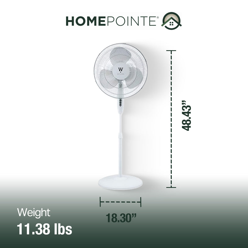 HomePointe Westpointe 16" Stand Fan w/3 Speed Settings for Home & Office (Used)