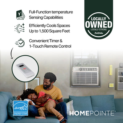 HomePointe 25000 BTU Air Conditioner w/Touch Remote Control & LED Display, White