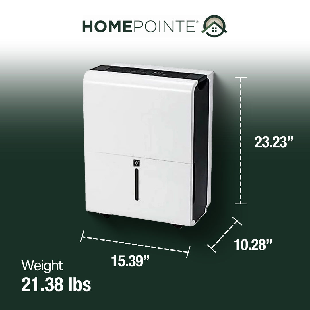 HomePointe 35 Pint 3,000 Square Feet Home Dehumidifier w/ Adjustable Thermostat