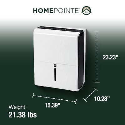 HomePointe 35 Pint 3,000 Square Feet Home Dehumidifier w/ Adjustable Thermostat - VMInnovations