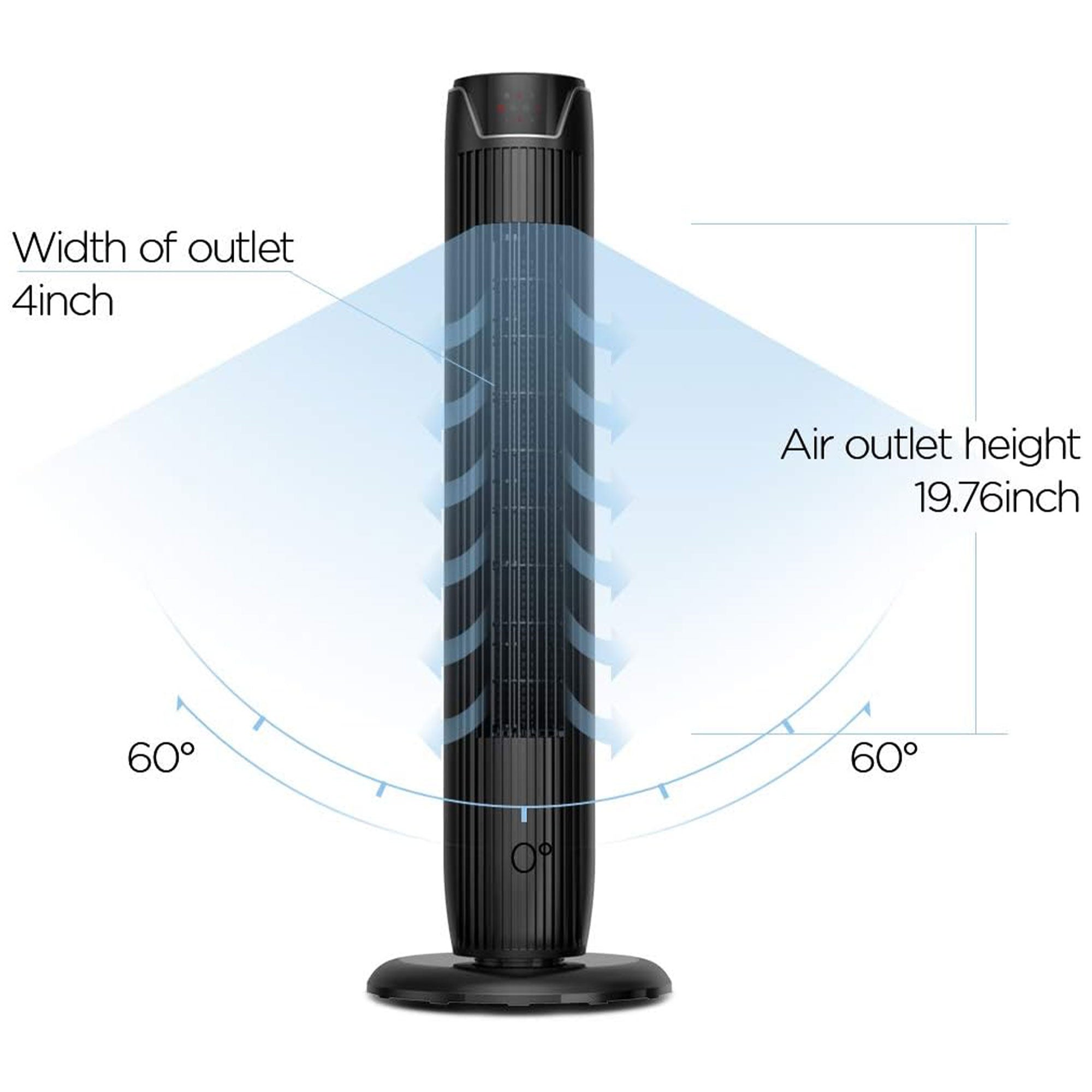 Pelonis Quiet Oscillating Modern Tower Fan w/Low Noise Level, Glossy Black(Used) - VMInnovations