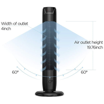 Pelonis Quiet Oscillating Modern Tower Fan w/Low Noise Level, Glossy Black(Used) - VMInnovations