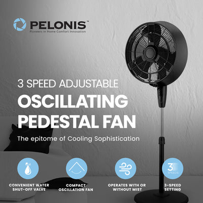 Pelonis 18" 3 Speed Adjustable Oscillating Misting Fan w/Remote (Open Box)