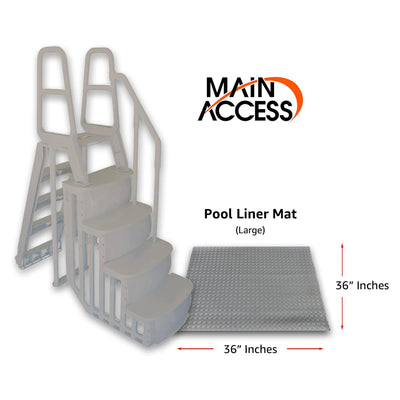 Main Access Large 36 x 36 Inch Pool Step Ladder Guard Mat, Accessory Only, Gray
