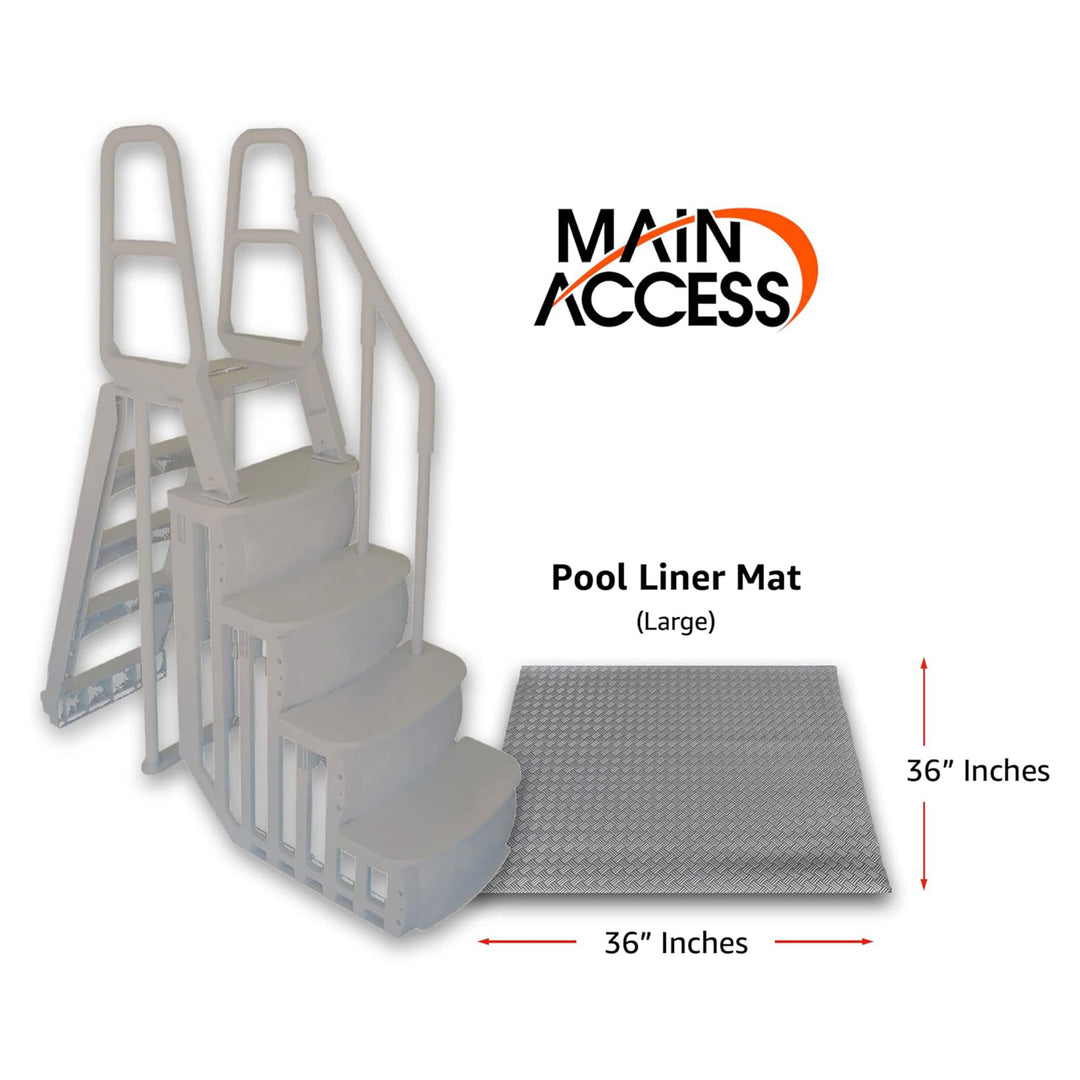 Main Access Large 36"x36" Pool Step Ladder Mat, Accessory Only, Gray (Open Box) - VMInnovations