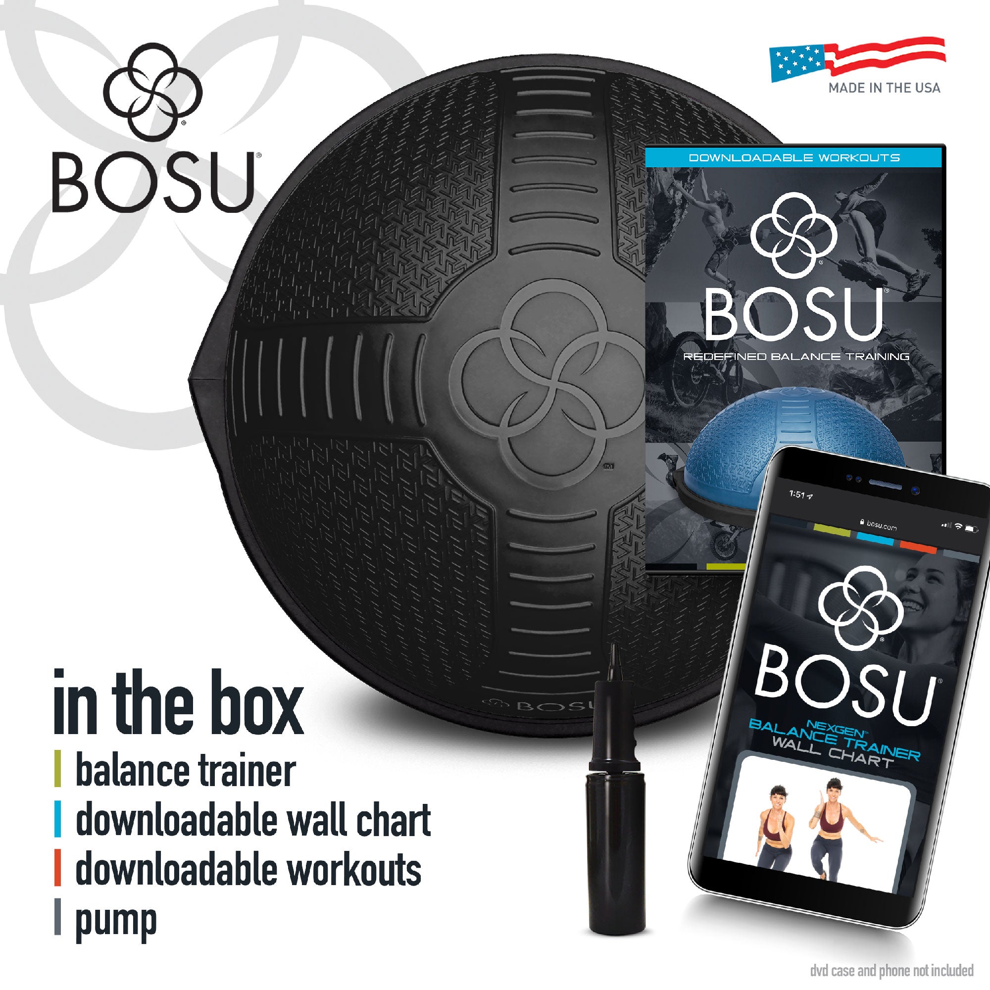 BOSU NexGen Home Fitness Exercise Flexibility Balance Trainer, Black (Open Box) - VMInnovations