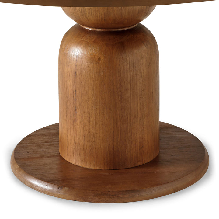 Mila Contemporary Round Wooden Dining Table in Refined Brown Finish - VMInnovations