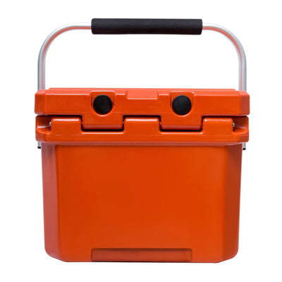 CAMP-ZERO 10 Liter 10.6 Quart Lidded Cooler with 2 Molded In Cup Holders, Orange