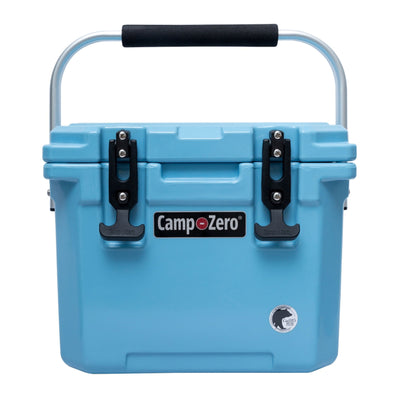 CAMP-ZERO 10L 10.6 Quart Lidded Cooler with 2 Molded In Cup Holders, Sky (Used) - VMInnovations