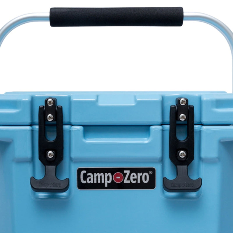 CAMP-ZERO 10 Liter 10.6 Quart Lidded Cooler with 2 Molded In Cup Holders, Sky