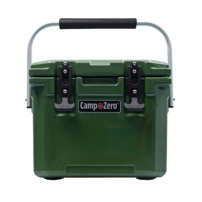 CAMP-ZERO 10 Liter 10.6 Quart Lidded Cooler with 2 Molded In Cup Holders, Green