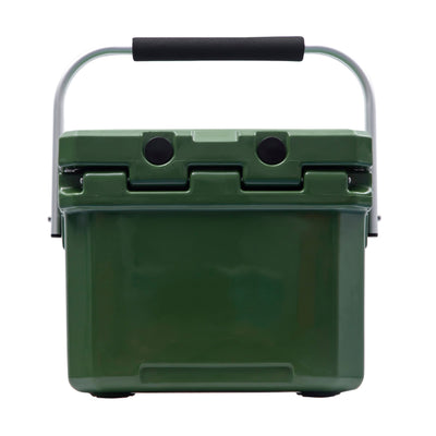 CAMP-ZERO 10 Liter 10.6 Quart Lidded Cooler with 2 Molded In Cup Holders, Green