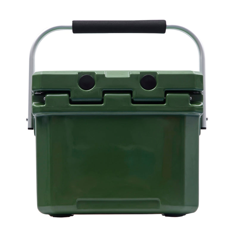 CAMP-ZERO 10 Liter 10.6 Quart Lidded Cooler with 2 Molded In Cup Holders, Green