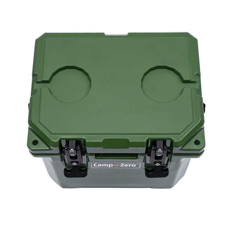 CAMP-ZERO 10 Liter 10.6 Qt Lidded Cooler w/2 Molded In Cup Holders, Green (Used)