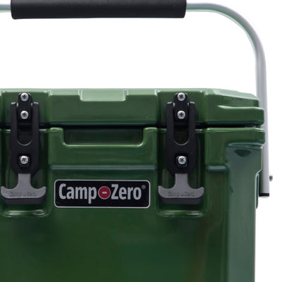 CAMP-ZERO 10 Liter 10.6 Quart Cooler w/2 Molded In Cup Holders, Green (Open Box)