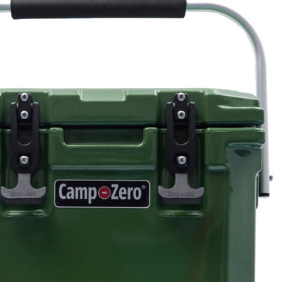 CAMP-ZERO 10 Liter 10.6 Quart Lidded Cooler with 2 Molded In Cup Holders, Green