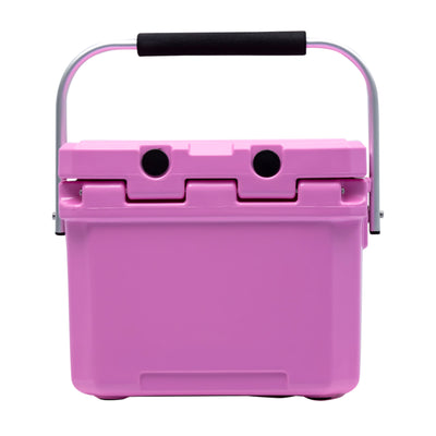 CAMP-ZERO 10 Liter 10.6 Quart Lidded Cooler with 2 Molded In Cup Holders, Pink